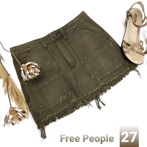 Free People Dresses & Skirts - Free People Green Denim Jean Skirt Size 27